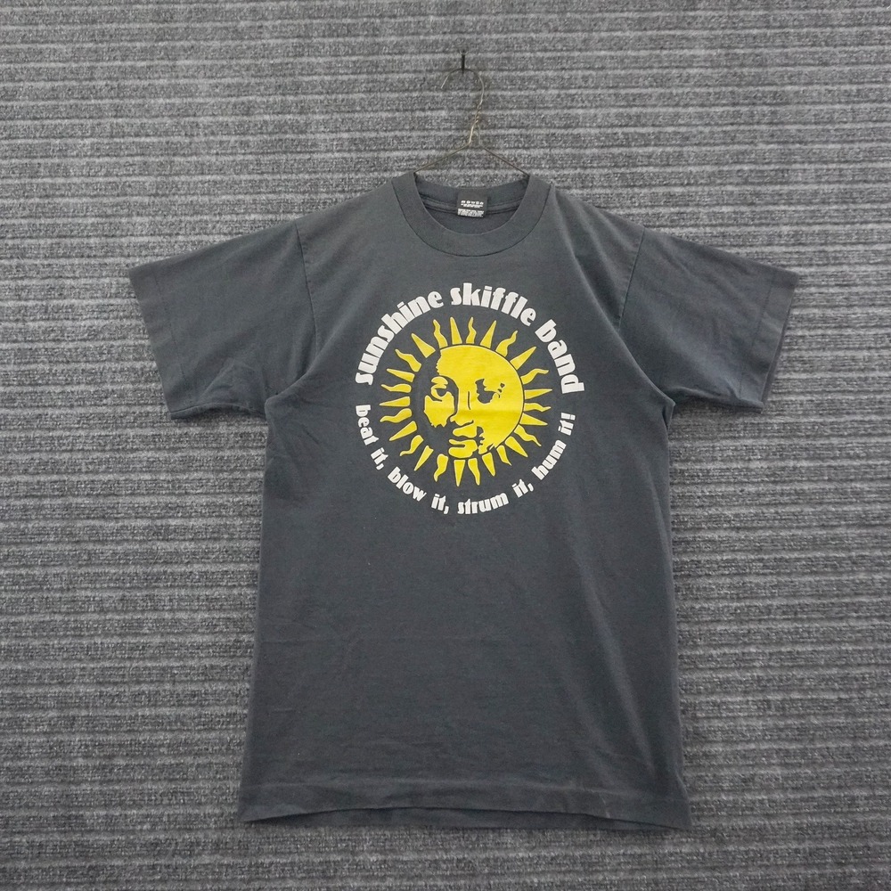 Vintage 80s Sunshine Skiffle Band T-Shirt Adult M Black Single Stitch Graphic
